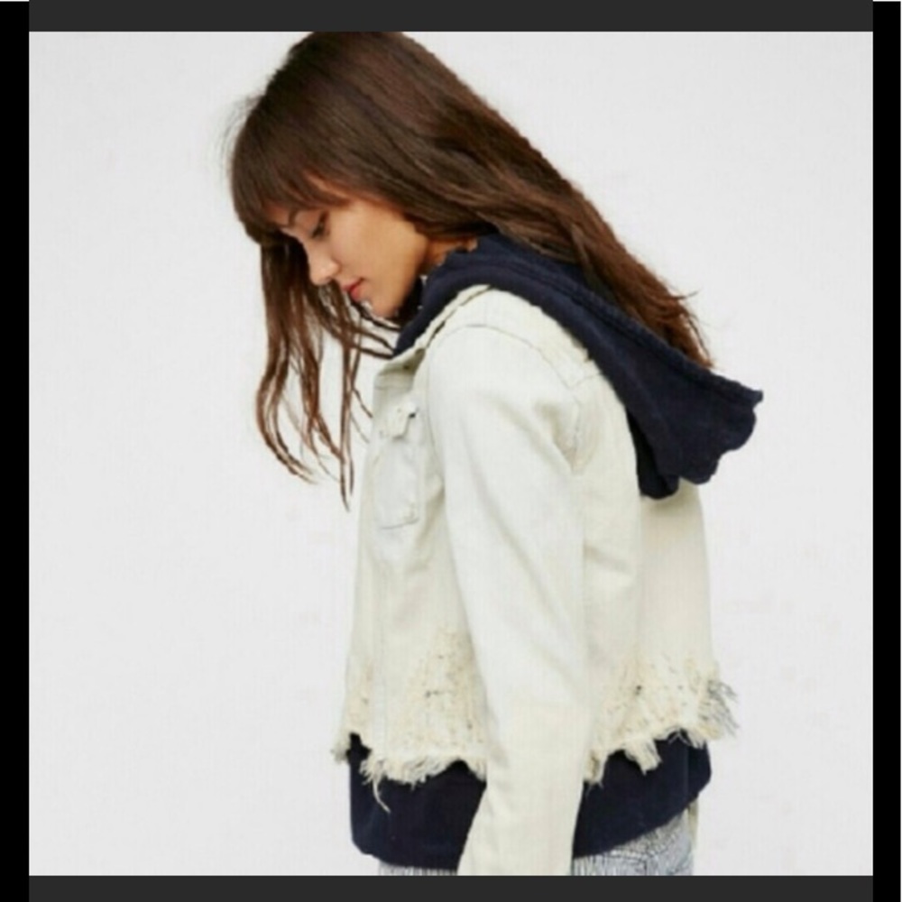 Free People Distressed Double Layer Denim Jacket